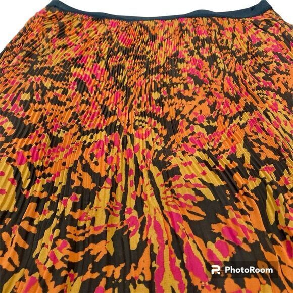 Allison Brittney Maxi Skirt Women S Orange Red Abstract Print Boho Beach Coastal - Picture 7 of 7